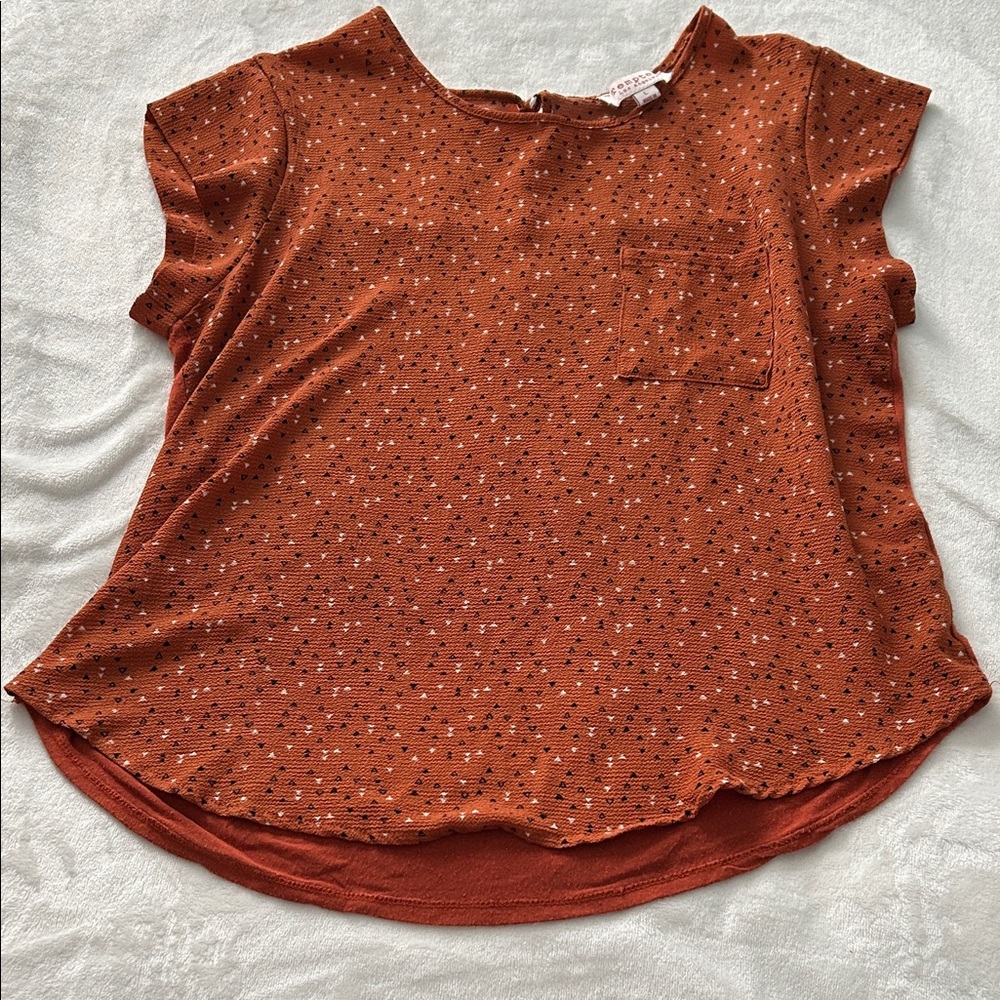 Tempted Rust Orange Short Sleeve Top